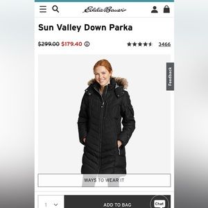 Eddie Bauer Sun Valley Down Parka -Gray size medium
